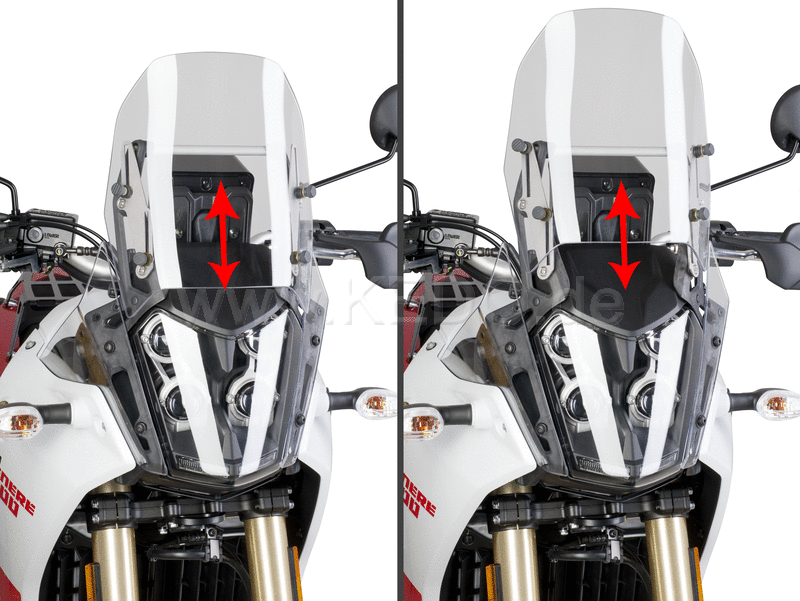 Kedo Windshield adapter "high-Up", tool- and stepless adjustment of the OEM windshield up to + 55mm, compl. incl. instructions, ideal for tall people | 31049