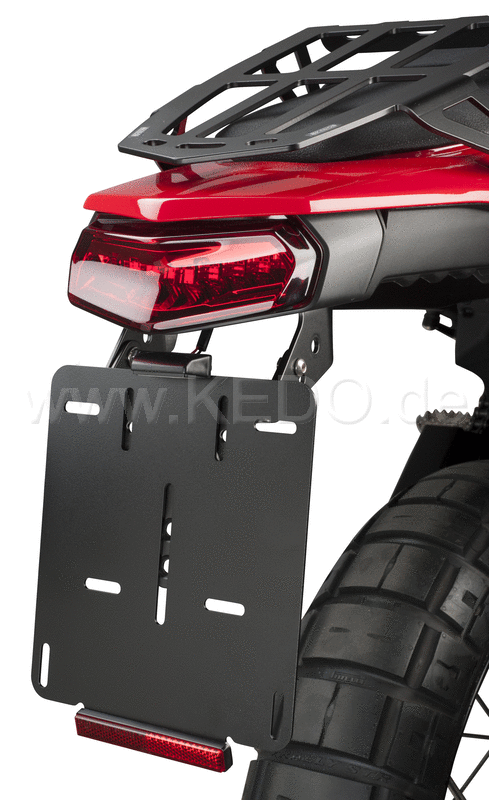 Kedo T7 License Plate Bracket, moves the license plate below the tail light, license plate angle adjustable, short sporty rear end, with loom | 31081