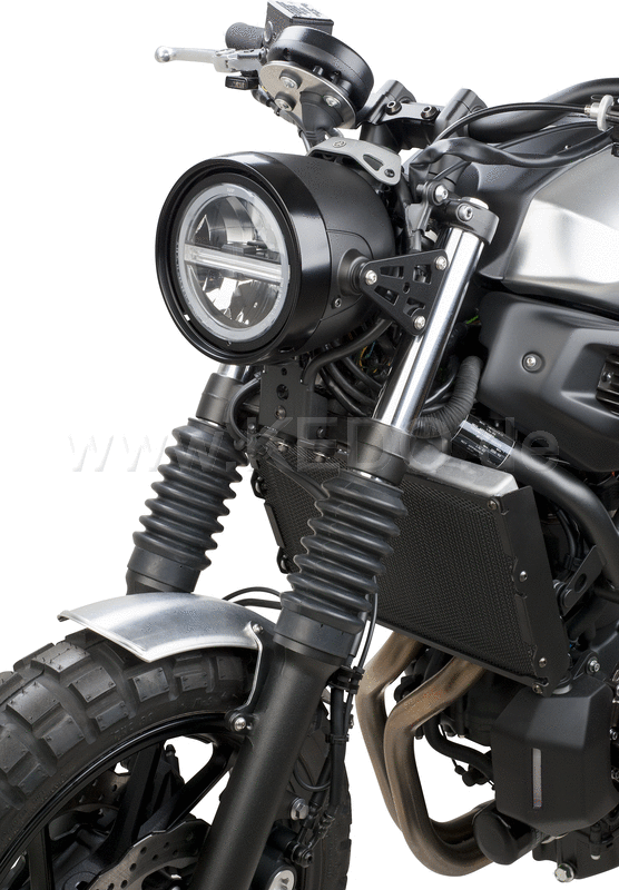 Kedo Head Light Bracket Set "NEO-CNC", replace the original thick brackets, incl 8mm mount for mini indicators, stainless steel black coated | 33115