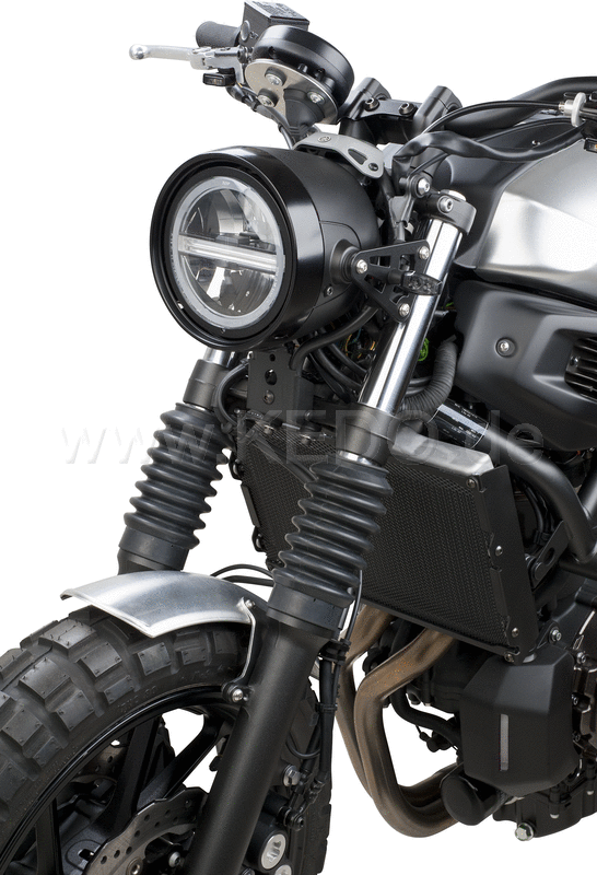 Kedo Head Light Bracket Set "NEO-CNC", replace the original thick brackets, incl 8mm mount for mini indicators, stainless steel black coated | 33115
