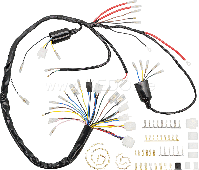 Kedo Replica wiring loom PLUS, crimped internal connections, including matching connectors set (Allows original connection on vehicle side if modified). | 40078-18