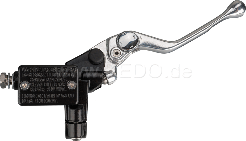Kedo Replica Master Cylinder incl adjustable aluminum lever (4x), stainless steel banjo bolt and brake switch (mirror clamp see item 40104) | 40128