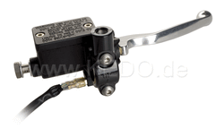 Kedo Front Brake Master Cylinder 1/2 "with aluminum Lever silver, Clamp with Mirror Thread (RH thread) and Brake Light Switch | 40222