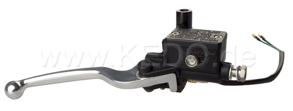 Kedo Front Brake Master Cylinder 1/2 "with aluminum Lever silver, Clamp with Mirror Thread (RH thread) and Brake Light Switch | 40222