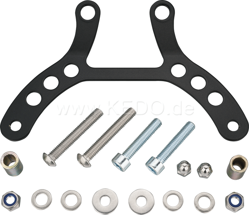 Kedo Speedometer Bracket Kit with center position for KOSO all-in-one Speedo 41306 (not included) stainless steel black coated, including mounting material | 40233