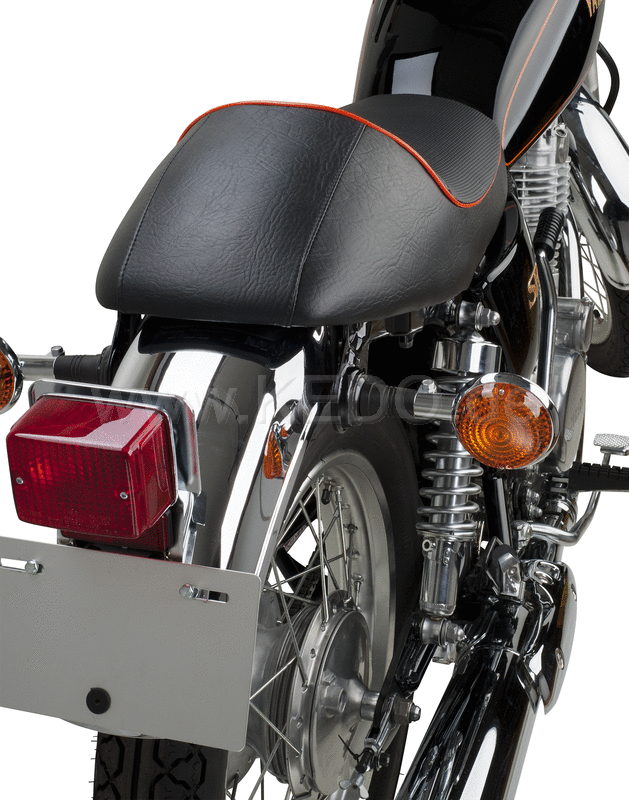Kedo Seat 'Classic Racer', black with orange piping, including rear brackets. | 40510