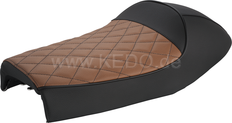 Kedo Seat 'Classic Racer' black / brown, top with hand sewn diamond pattern, ready-to-mount incl rear seat brackets. | 40582