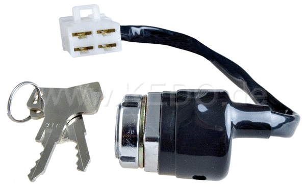Kedo Café Racer Main switch, small size, diam.38mm / length 50mm, 4-way plug + connectors and layout | 40585