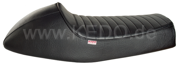 Kedo Seat 'Classic Racer', Black with Ribbed Seat Cover and Black Piping, including rear brackets. | 40592