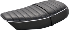 Kedo Seat 'Ultra Classic', ribbed black cover, white piping, ready-to-mount, including rear bracket 27153, length 55cm, incl passenger seat strap.. | 40805