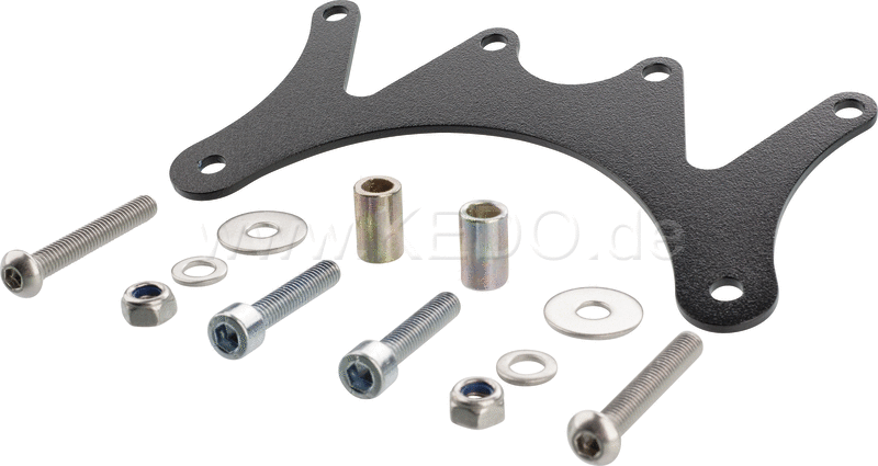Kedo Gauge Bracket for Daytona 'Velona Tachometer & Speedometer, including material for lowering the main switch.' Duo Plus', black coated stainless steel | 40822S