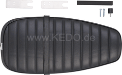 Kedo Seat 'Ultra Classic', ribbed black cover, black piping, ready-to-mount, including rear bracket 27153, length 55cm, incl passenger seat strap. | 40847