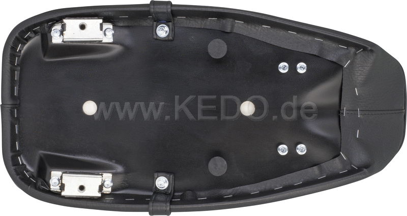 Kedo Seat 'Ultra Classic', ribbed black cover, black piping, ready-to-mount, including rear bracket 27153, length 55cm, incl passenger seat strap. | 40847