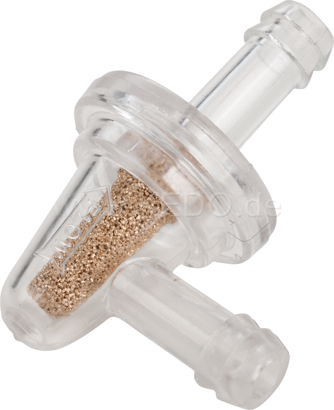 Kedo Mini Fuel Filter with 90 ° angled outlet (sintered filter element), fits 6mm Fuel Line - Replacement see item 40934 | 40929G