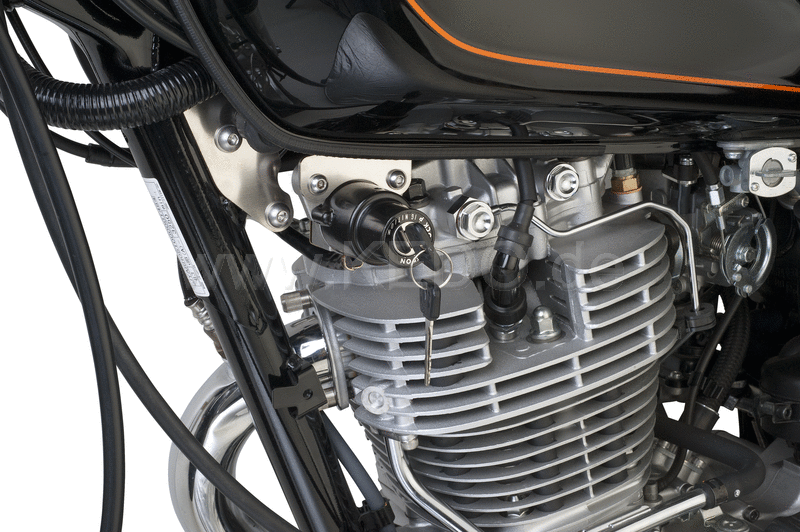 Kedo Main Switch Braket 'Brit Mount', stainless steel, relocfates the main switch LH below the fuel tank, including mounting material. | 41289