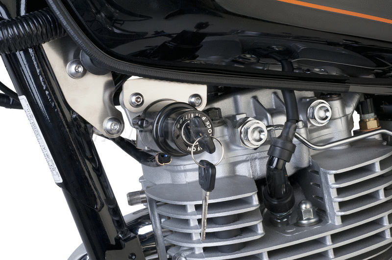 Kedo Main Switch Braket 'Brit Mount', stainless steel, relocfates the main switch LH below the fuel tank, including mounting material. | 41289