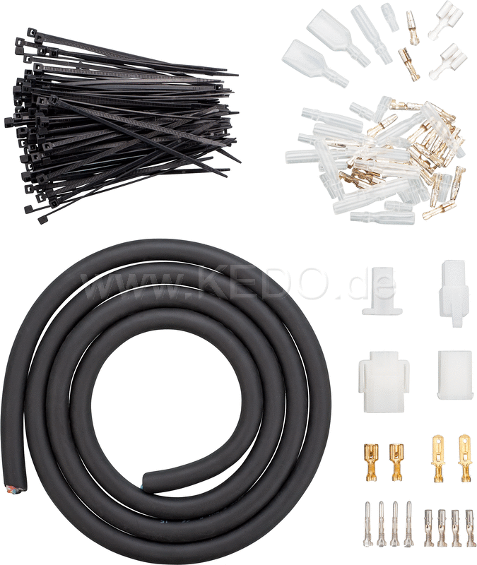Kedo Do-it-yourself Main Switch Extension Wiring Loom (1.5m 7-pole wire, 2/4-pole connector housing, japanese bullet connector, cable ties) | 41305