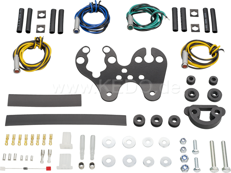 Kedo Speedometer Bracket, stainless steel powder-coated, suitable for misc. 60mm universal and Velona speedos, incl. 4 LED pilot lights, suitable for 6 + 12V | 41311-1
