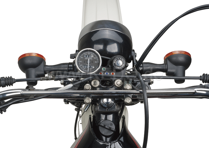 Kedo Speedometer Bracket, stainless steel powder-coated, suitable for misc. 60mm universal and Velona speedos, incl. 4 LED pilot lights, suitable for 6 + 12V | 41311-1