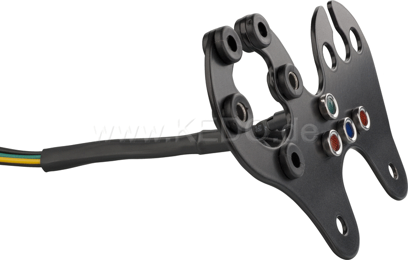 Kedo Speedometer Bracket Stainless Steel, Powdercoated, Suitable for Daytona Mechanica-Speedo # 41287, including four pilot lights, Suitable for 6 + 12V. | 41311