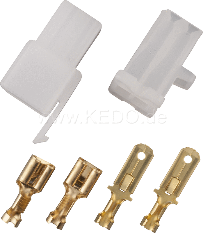 Kedo 2-Pin Connector / Housing-Set with snap-in nose incl 2x2 Connector Type 250th | 41552-2