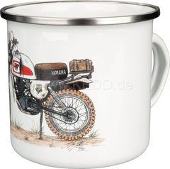 Kedo Nostalgic Mug 'XT500 Paris- Dakar', approx. 300ml, enamel with metal rim (hand wash recommended), in gift box | 41576
