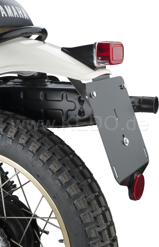 Kedo License Plate Support with Round Rear Reflector, aluminum, black, incl mounting material, suitable for license plate bracket item 50,089th | 50096