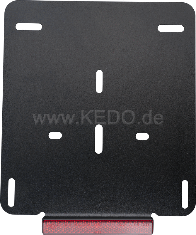 Kedo License Plate Support 180x200mm with Angular Rear Reflector, aluminum, black, incl mounting material, suitable for license plate bracket item 50,089th | 50097