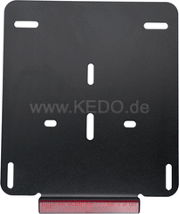 Kedo License Plate Support 180x200mm with Angular Rear Reflector, aluminum, black, incl mounting material, suitable for license plate bracket item 50,089th | 50097