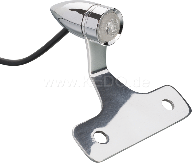 Kedo LED tail light 'Bullit', chrome, incl aluminum bracket and mounting material, 'E' approved. | 50116C