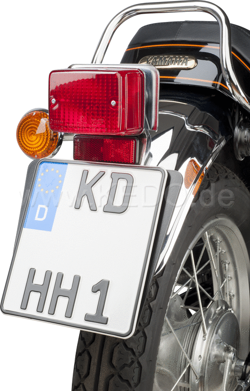 Kedo License Plate Pad for original taillight and Euro License Plate, 2mm aluminum black coated, needs original rubber buffer item 50167 | 50158