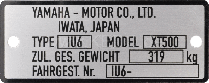 Kedo Replica Rivet Type plate, similar to the original, aluminum 0.6mm, for 1U6 chassis numbers, type 1 with dim. 68.5x27mm | 50185