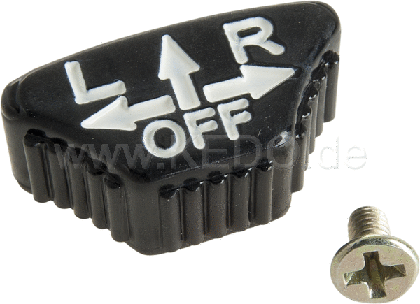Kedo Replica Indicator Control Button, White Lettering, including Bolt | 50289
