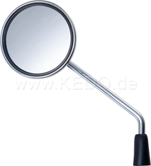 Kedo MaxView' Mirror, Chrome Plated, Round, 1 Pair, Stem 155mm, 95mm Surface, E-approved | 50541