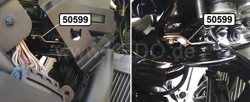 Kedo Horn Bracket, relocateds the horn underneath the fuel tank, stainless steel | 50599