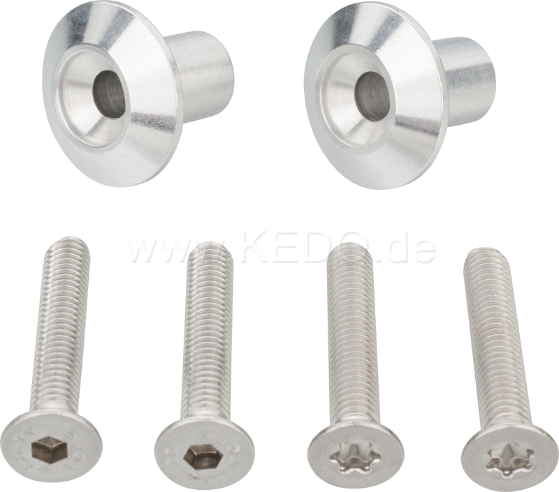 Kedo Aluminum Fuel Tank Mounting Kit, suitable for steel- and aluminum fuel tank, comes with Both Allen screws and internal hexalobular screws | 50683
