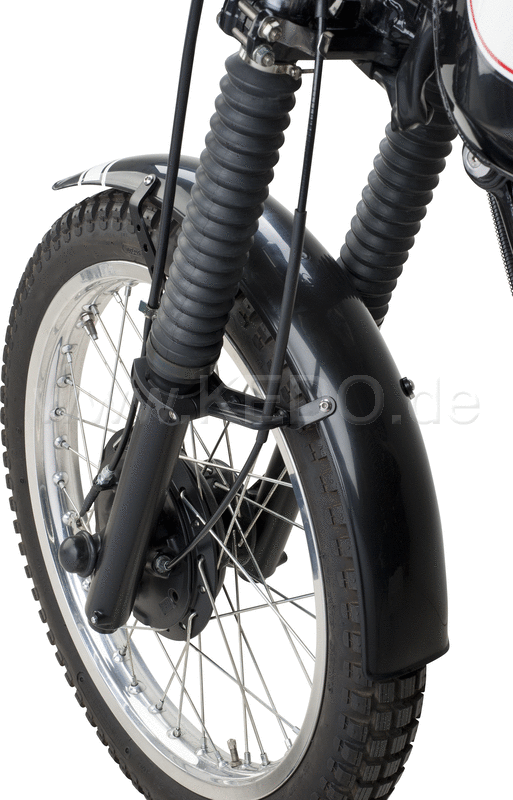 Kedo Trial Front Fender style engine, black, not drilled, free positionable, including black aluminum brackets & clamps, 2x decals. | 50769S