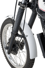 Kedo Trial Front Fender style engine, white, not drilled, free positionable, including black aluminum brackets, milled aluminum clamps & decals. | 50769W