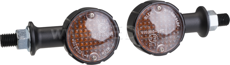 Kedo Bullet Indicator "Arizona", 1 pair, milled aluminum housing, black, diameter approx. 37mm, e-approved 12V, 20mm stem with M10 thread | 60227