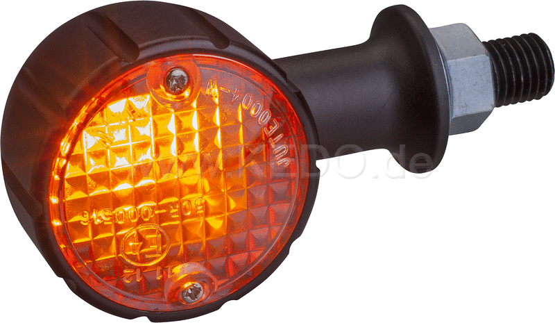 Kedo Bullet Indicator "Arizona", 1 pair, milled aluminum housing, black, diameter approx. 37mm, e-approved 12V, 20mm stem with M10 thread | 60227