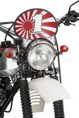 Kedo Starting Number Plate 'Six Days', aluminum, with stainless steel brackets black, suitable for original headlight and -brackets (incl 2 stickers.) | 60404