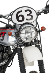Kedo Starting Number Plate 'Six Days', aluminum, with stainless steel brackets black, suitable for original headlight and -brackets (incl 2 stickers.) | 60404