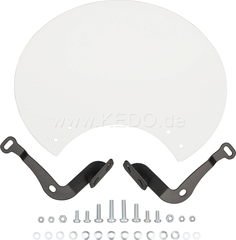 Kedo Number Plate 'Six Days', Preston Petty plastic white, ready to mount with black stainless steel brackets, for original headlight brackets, tilt +/-. | 60405W
