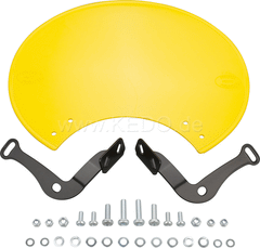 Kedo Number Plate 'Six Days', Preston Petty plastic yellow, ready to mount with black stainless steel brackets, for original headlight brackets, tilt +/-. | 60406G