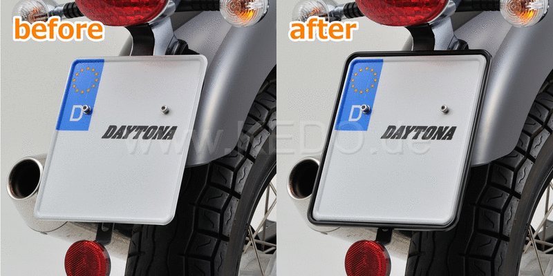 Kedo License Plate Support Daytona, aluminum black anodized, deep-drawn with edge | 63033