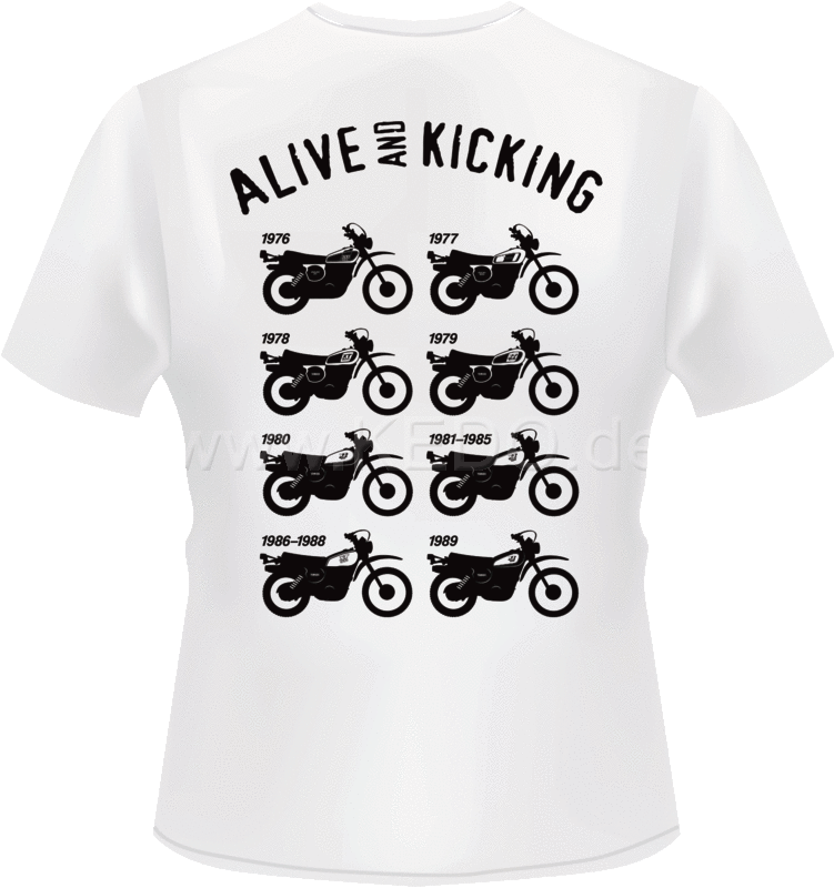 Kedo T-Shirt 'XT500 Model Summary', size M, color : white, print : black back, front red / black 160g organic cotton, 100% cotton | 70038M-W