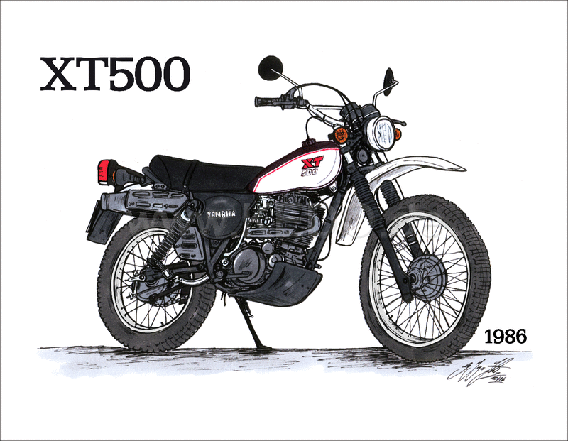 Kedo Art Print by Ingo constantly grilling "XT500 1986", 6-color print on semiglossy poster paper, size approx. 295x380mm | 80108P-86