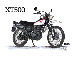 Kedo Art Print by Ingo constantly grilling "XT500 1986", 6-color print on semiglossy poster paper, size approx. 295x380mm | 80108P-86