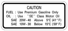 Kedo Service'- Decal (5Z, 20W-40/5 ° C / 41 ° F, 10W-30/15 ° C / 59 ° F) | 90101
