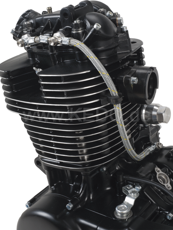 Kedo Twin Feed Oil Line Kit 'Race Line' with Silver Colored Steel Braided Oil Line, Complete Kit | 92050